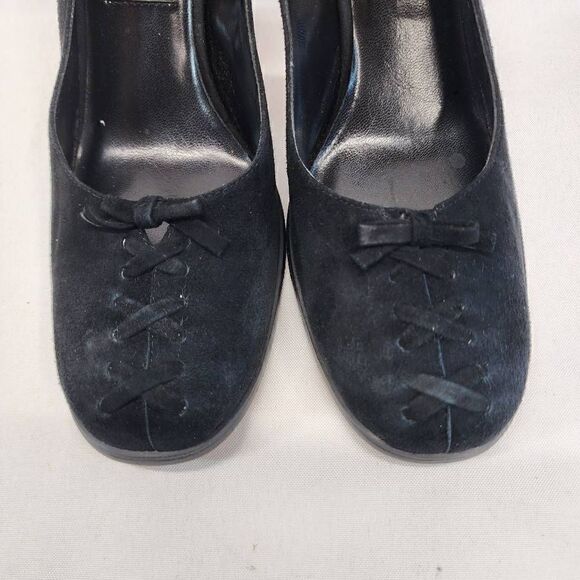 Carlos Falchi Vintage Slingback Heels Black Suede Pumps Size 7 - Picture 4 of 11